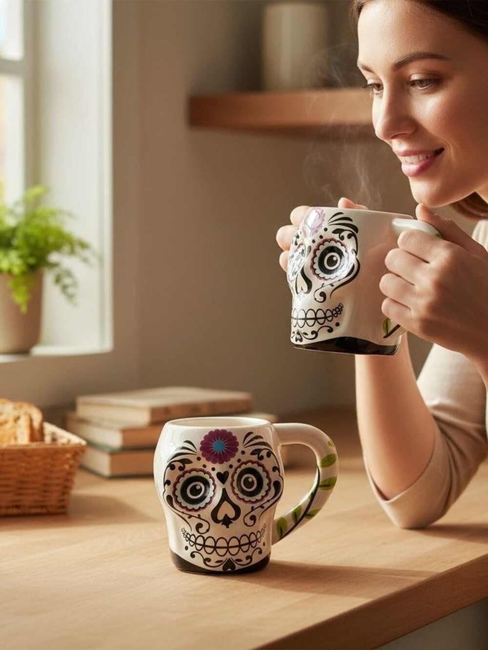 Boston Warehouse Ceramic Skull Mugs - Picture 2 of 14